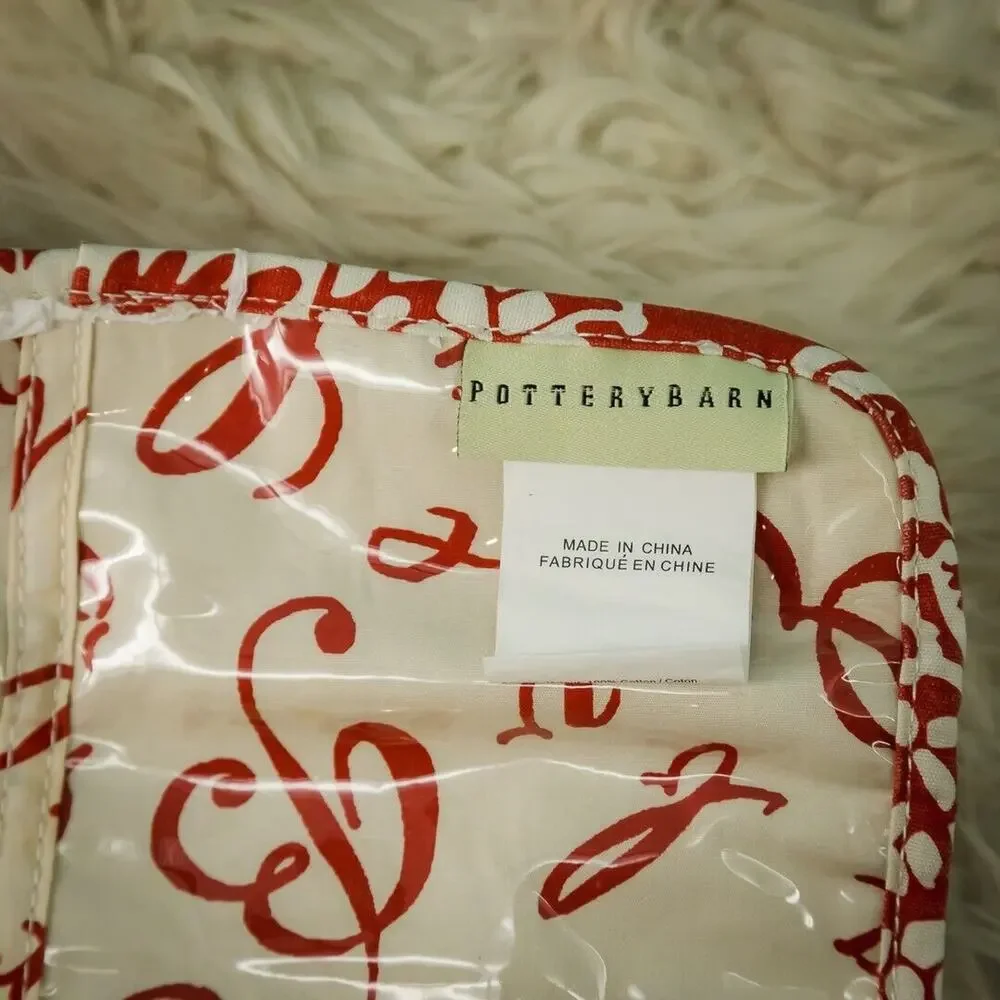 Pottery Barn Red Floral Print Dolly Fabric Multi-Compartment Travel Jewelry Roll